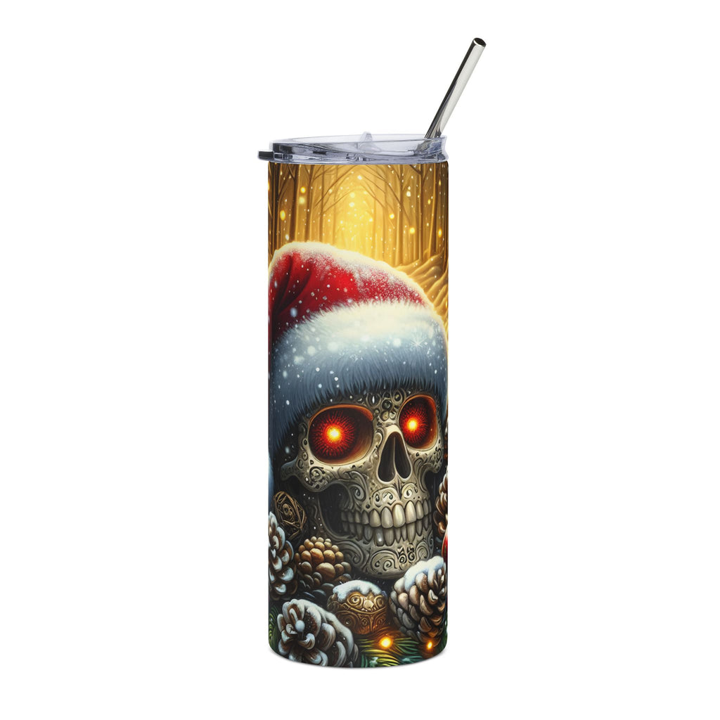 Festive Skull Tumbler, Christmas Drink Cup, Holiday Beverage Tumbler, Skull Decor, Winter Accessories