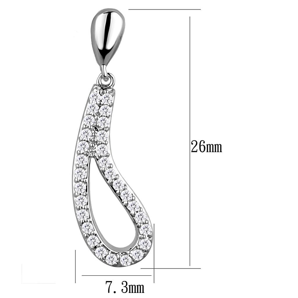 3W1044 - Rhodium Brass Earrings with AAA Grade CZ  in Clear