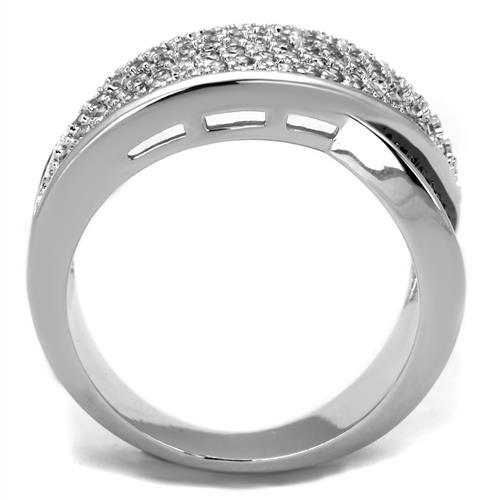 3W1089 - Rhodium + Ruthenium Brass Ring with AAA Grade CZ  in Black Diamond