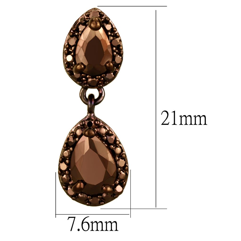 3W1117 - IP Coffee light Brass Earrings with AAA Grade CZ  in Light Coffee