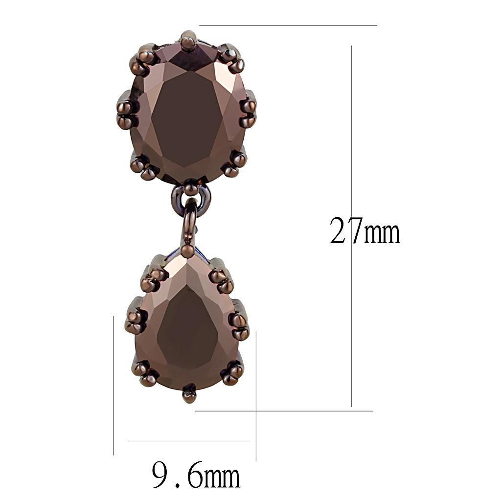 3W1121 - IP Coffee light Brass Earrings with AAA Grade CZ  in Light Coffee