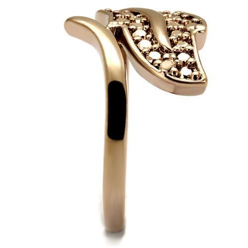 3W1200 - IP Rose Gold(Ion Plating) Brass Ring with AAA Grade CZ  in Metallic Light Gold