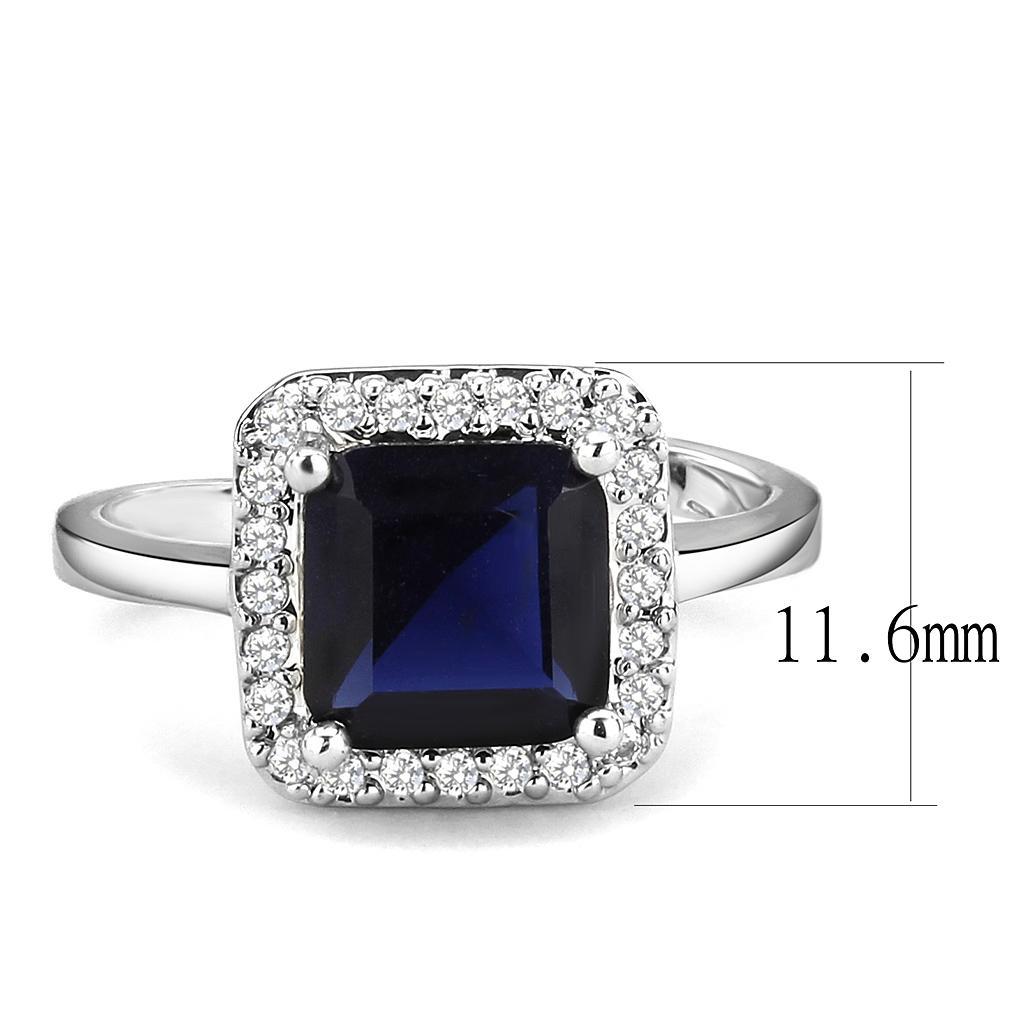 3W143 - Rhodium Brass Ring with Synthetic Synthetic Glass in Montana