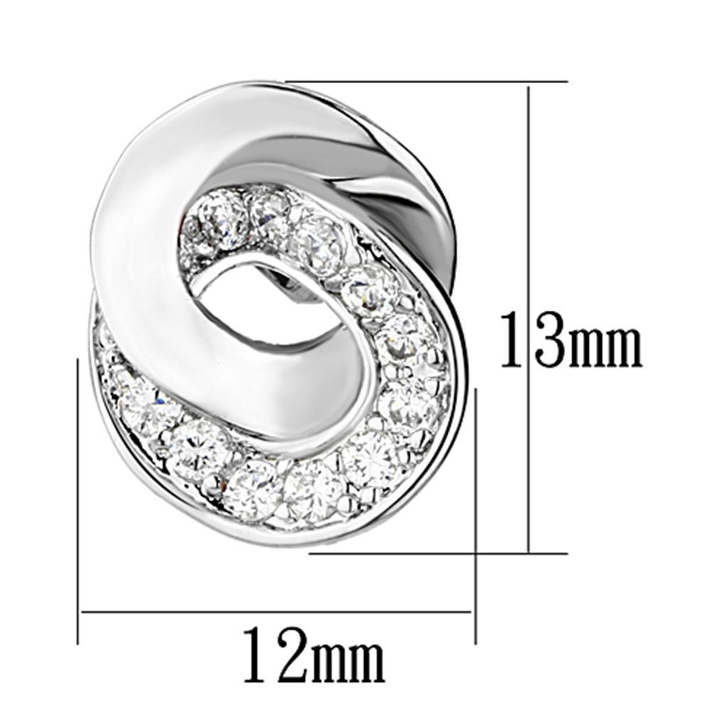 3W376 - Rhodium Brass Earrings with AAA Grade CZ  in Clear