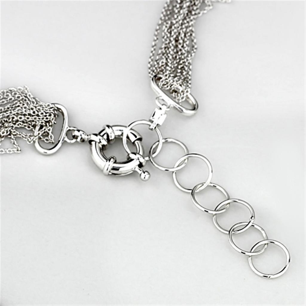 3W412 - Rhodium Brass Necklace with No Stone