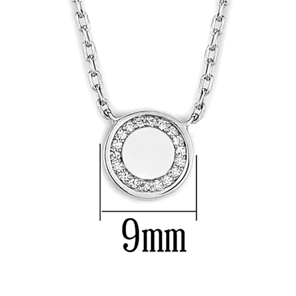 Circle Pendant Necklace - Rhodium Brass with AAA Grade Clear CZ