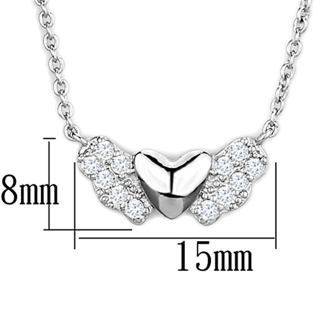 Heart-Shaped Pendant Necklace - Rhodium Brass with AAA Grade Clear CZ