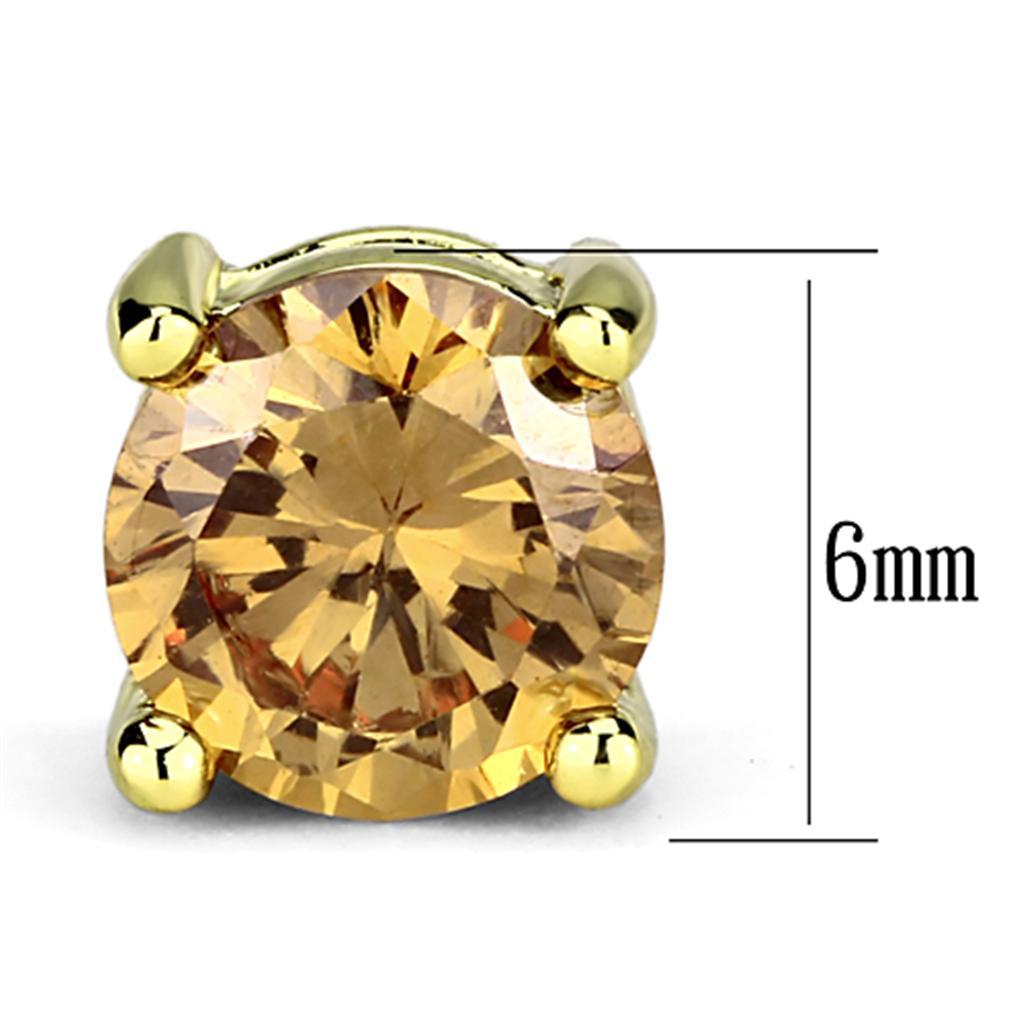 3W554 - Gold Brass Earrings with AAA Grade CZ  in Champagne
