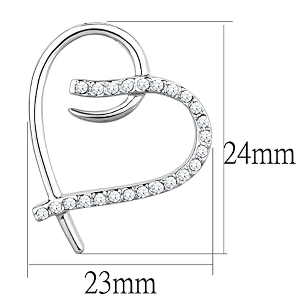 3W708 - Rhodium Brass Earrings with AAA Grade CZ  in Clear