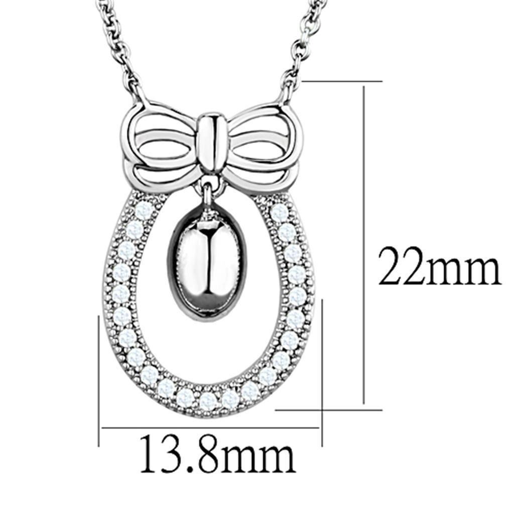 Rhodium Brass Necklace with AAA Grade Clear CZ
