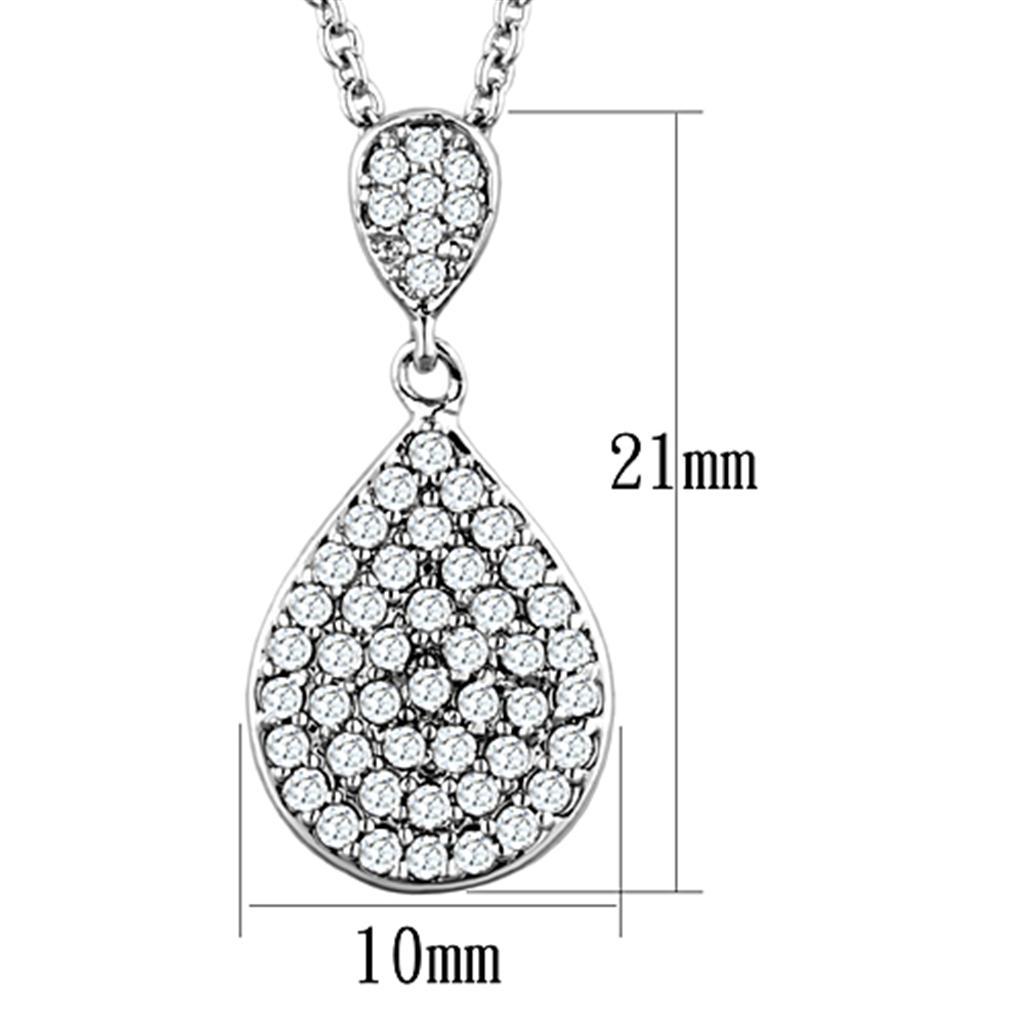 Rhodium Brass Necklace with AAA Grade Clear CZ