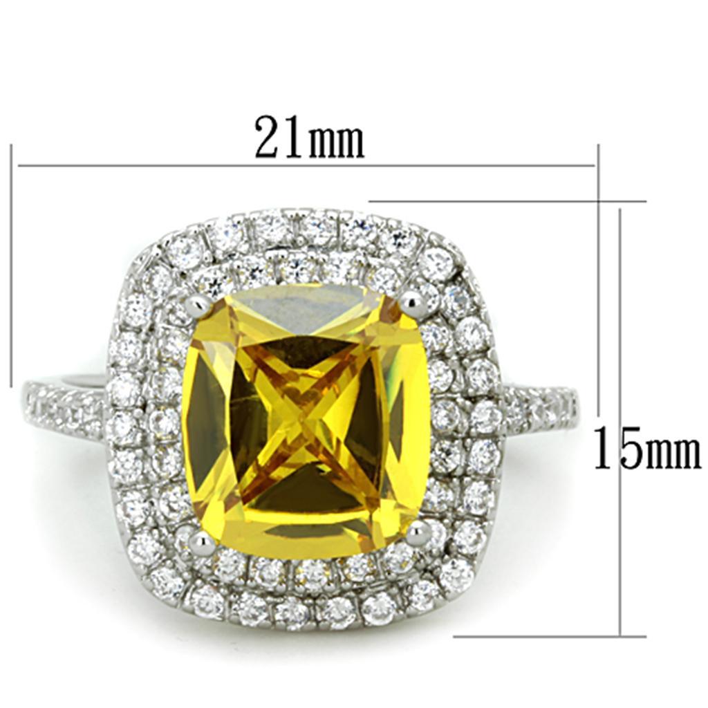 3W760 - Rhodium Brass Ring with AAA Grade CZ  in Topaz