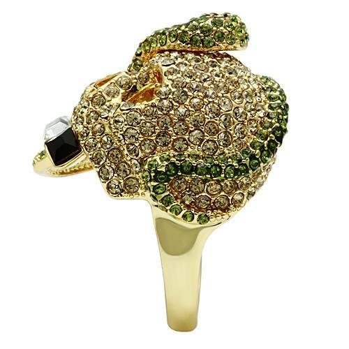 3W009 - Gold White Metal Ring with Top Grade Crystal  in Multi Color