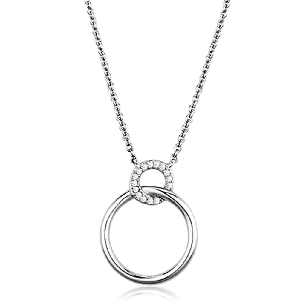 Rhodium Brass Necklace with AAA Grade Clear CZ