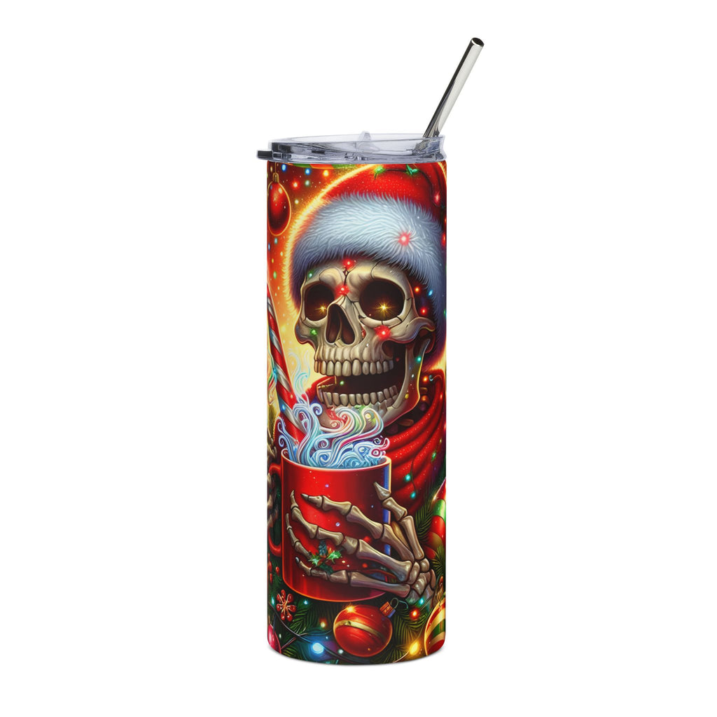 Festive Skull Tumbler - 20oz Stainless Steel Holiday Drinkware, Christmas Gift, Halloween Mug, Fun Party Cup, Unique Holiday Decor