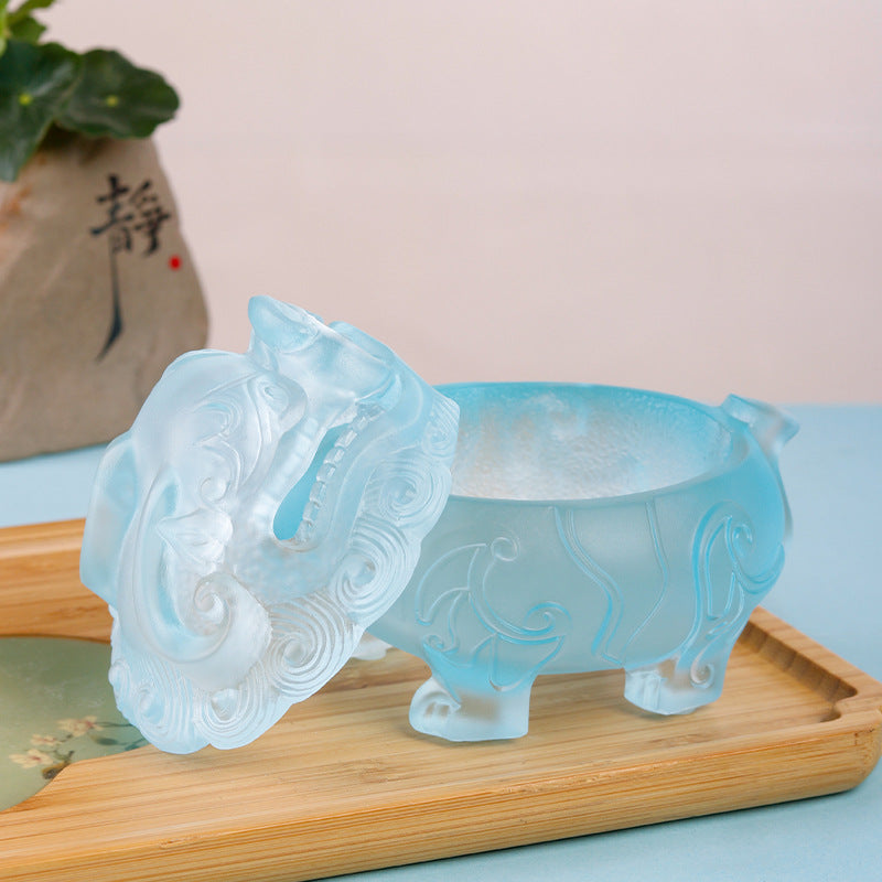 Glaze Lion Incense Burner Household Desk Ornaments
