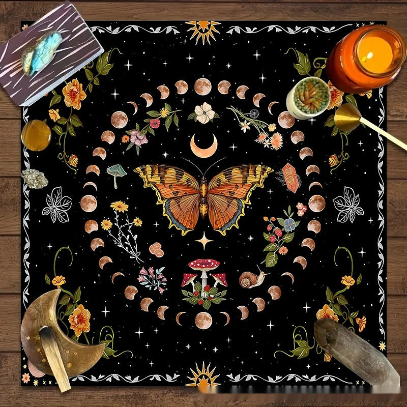 Flower Butterfly Moon Tablecloth Altar Decorative Tablecloth