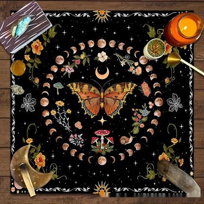 Flower Butterfly Moon Tablecloth Altar Decorative Tablecloth