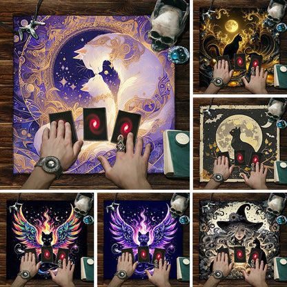 Cat Witch Board Game Flannel Tarot Tablecloth