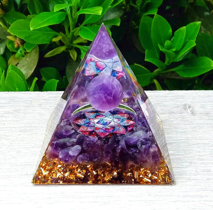 Crystal Ball Chakra Pyramid Ornament Gravel Epoxy