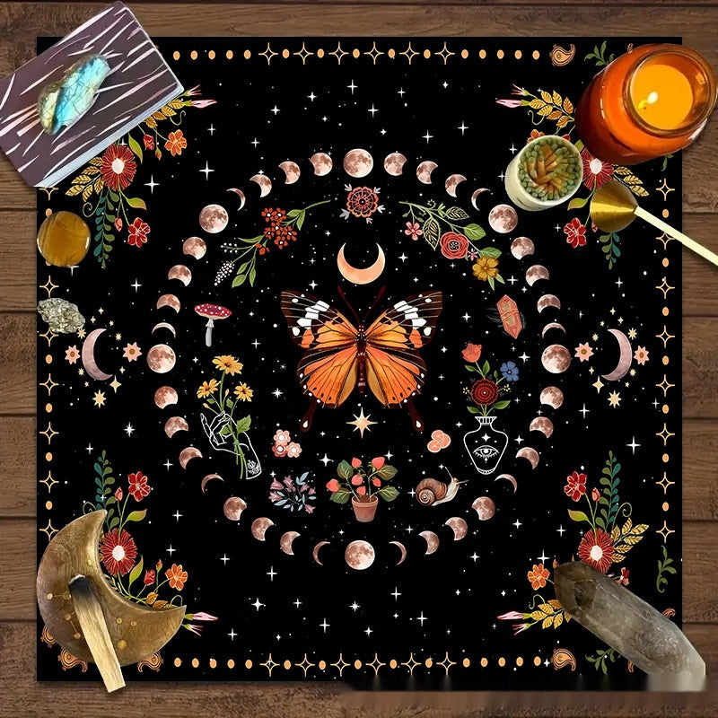 Flower Butterfly Moon Tablecloth Altar Decorative Tablecloth