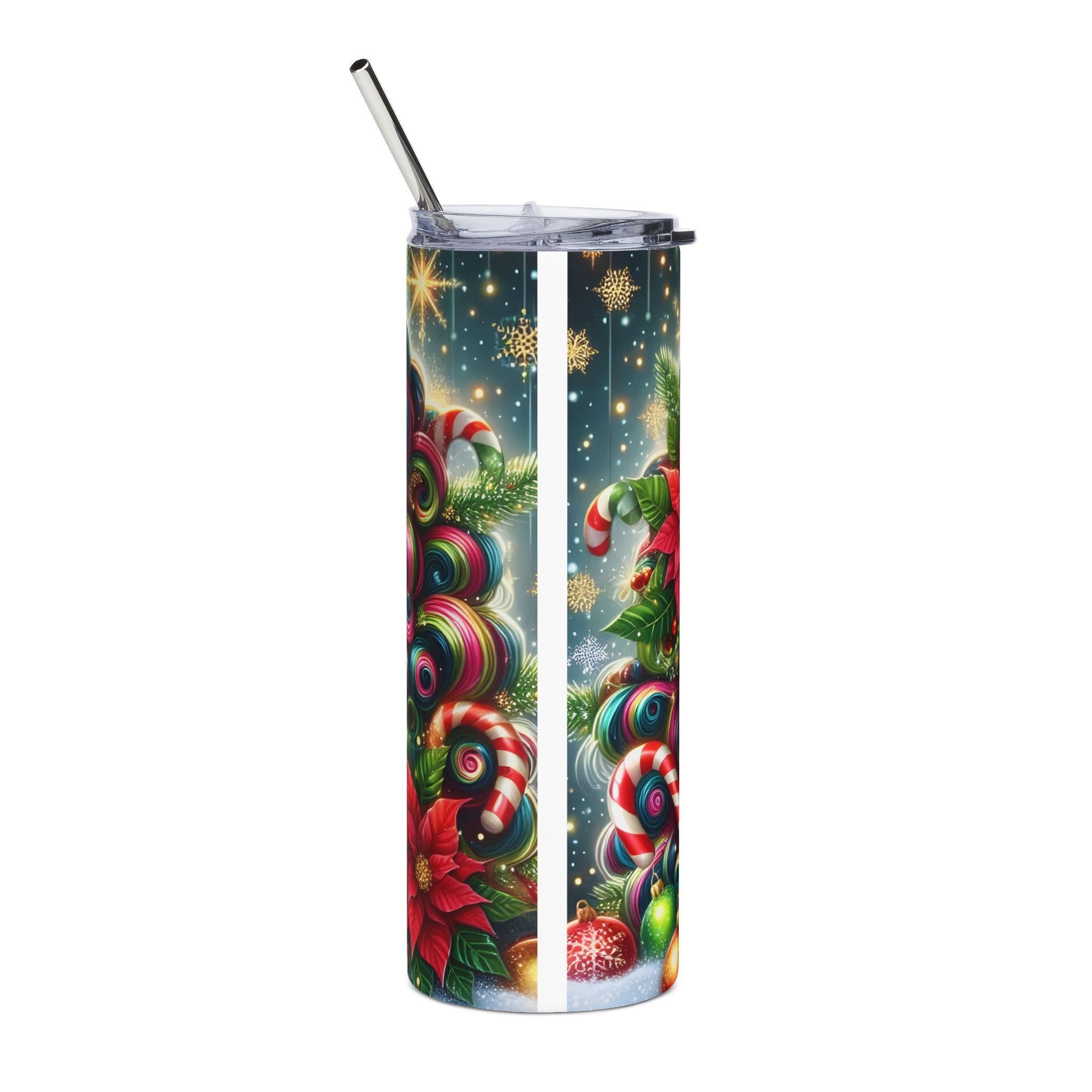 Vibrant Holiday Stainless Steel Tumbler - 20oz, Christmas Gift, Travel Mug, Party Favor, Eco-Friendly Drinkware, Colorful Floral Design