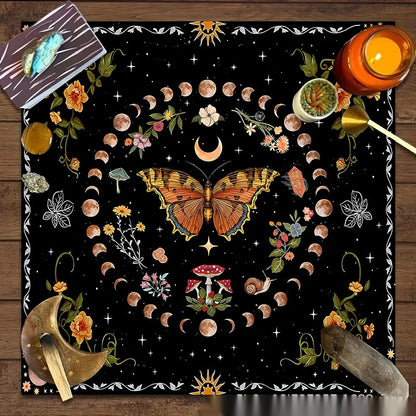 Flower Butterfly Moon Tablecloth Altar Decorative Tablecloth