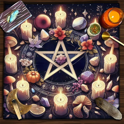 Geometric Tarot Moon Sun Velvet Tablecloth