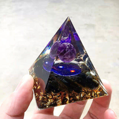 Crystal Ball Chakra Pyramid Ornament Gravel Epoxy