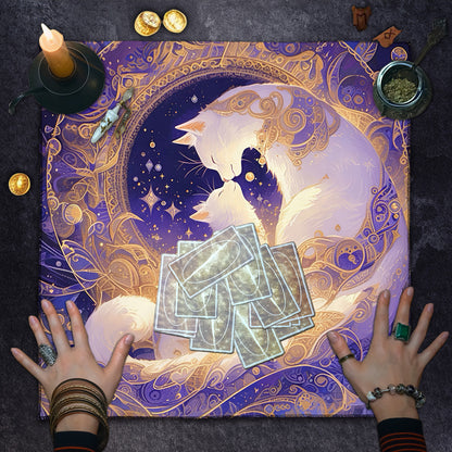 Cat Witch Board Game Flannel Tarot Tablecloth
