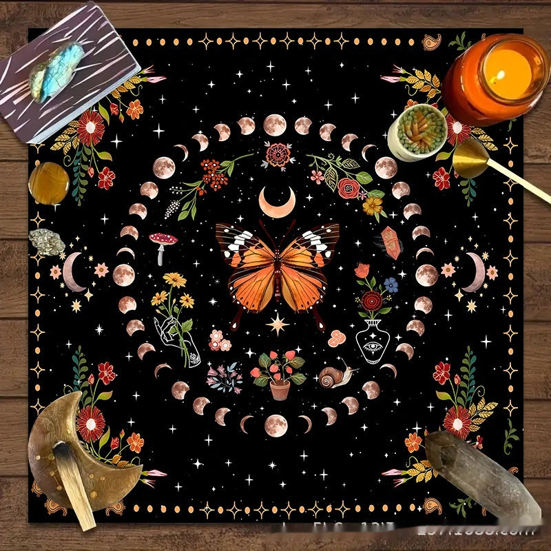 Flower Butterfly Moon Tablecloth Altar Decorative Tablecloth