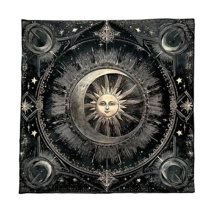 Geometric Tarot Moon Sun Velvet Tablecloth