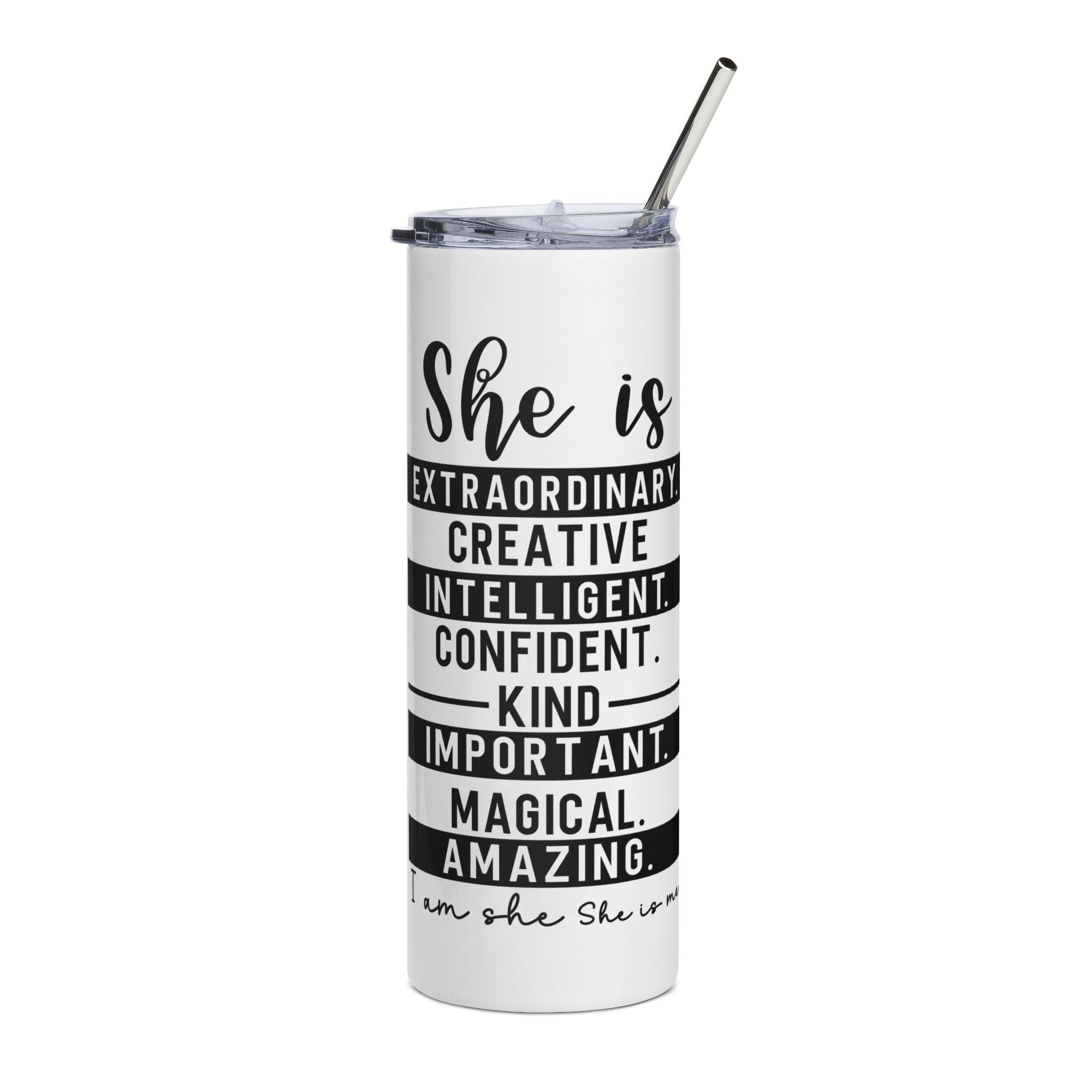 Empowering Floral Stainless Steel Tumbler, 20oz - Inspirational Gift for Her, Motivational Drinkware, Modern Travel Mug, Unique [...]