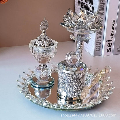 Exclusive For Cross-border Light Diamond Lotus Incense Burner Suit Arabic Incense Burner Round Incense Burner Four-piece Set