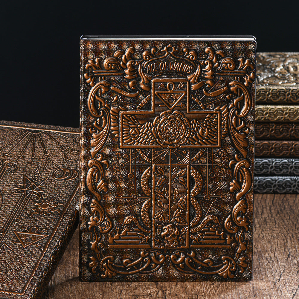 Tarot Card Retro Embossed Notebook PU Bronze Notepad Factory Direct Supply