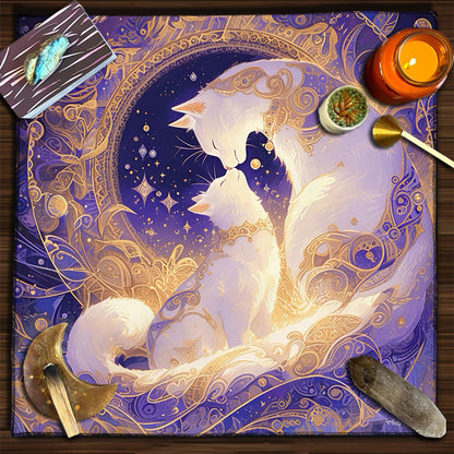 Cat Witch Board Game Flannel Tarot Tablecloth
