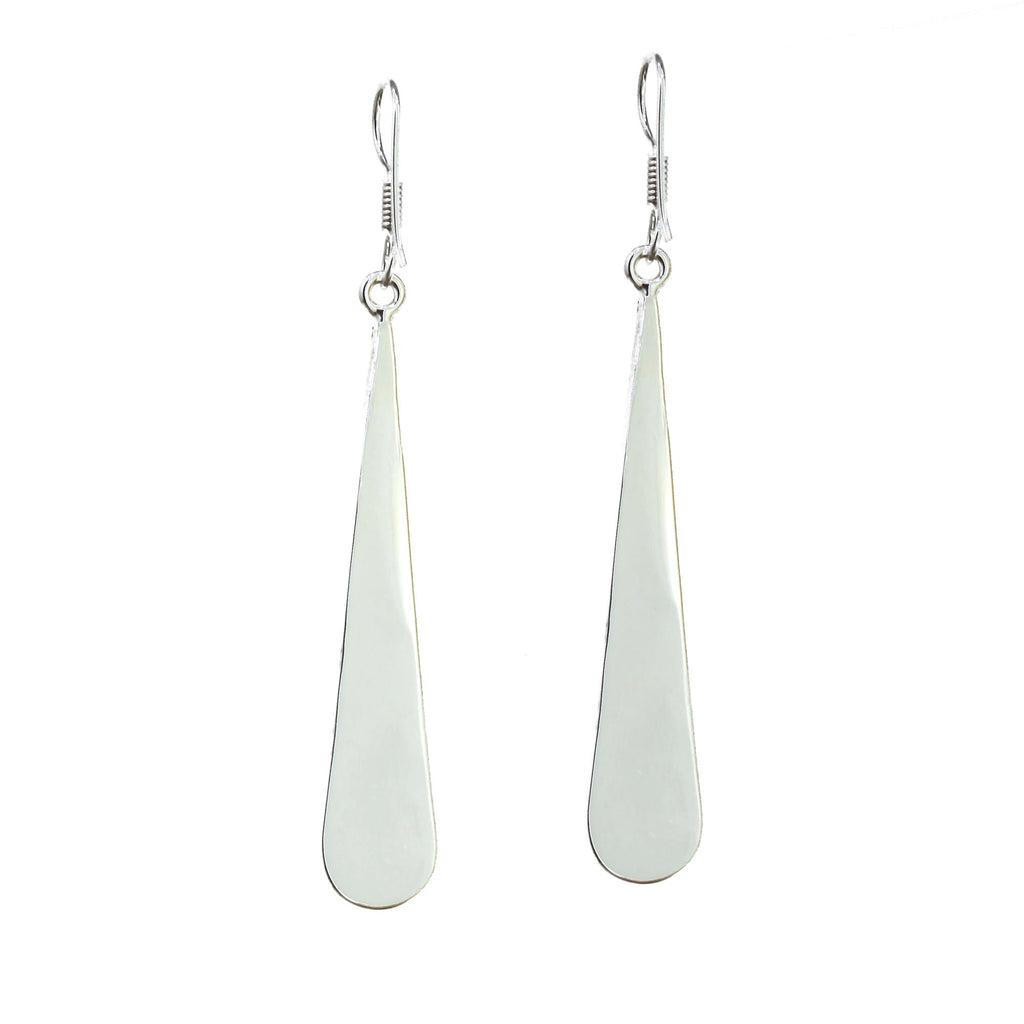 Taxco Silver Black Onyz & Abalone Zebra Long Teardrop Earrings