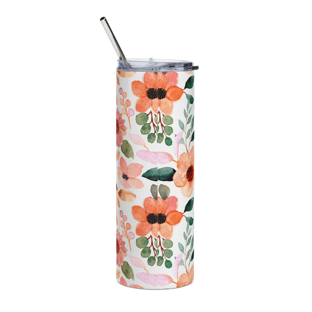 Empowered Woman Tumbler, Floral Steel Drinkware, Bold Inspirational Travel Cup, Self-Love Gift, Motivational Beverage Container