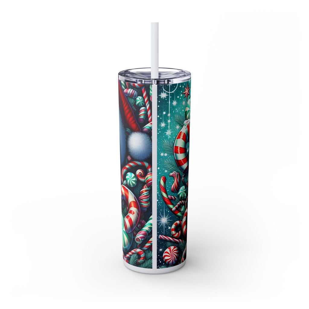 Festive Skull Tumbler, Christmas Drinkware, Holiday Gifts for Her, Unique Party Cup, 20oz Skinny Tumbler