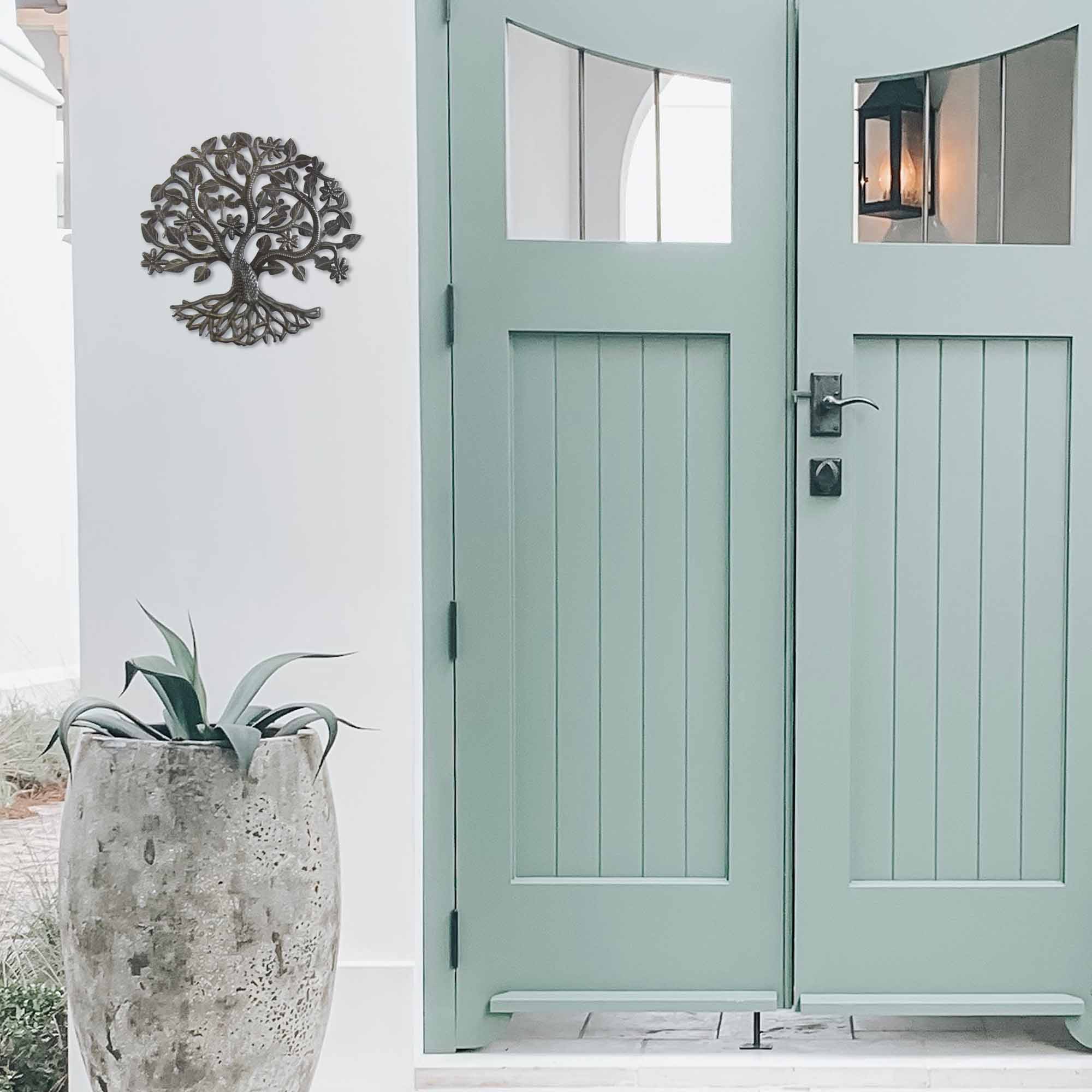 14 inch Tree of Life Dragonfly Metal Wall Art - Croix des Bouquets