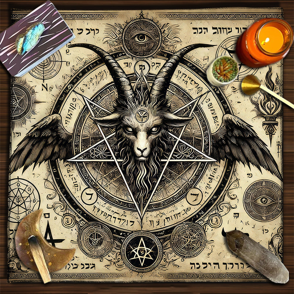 Geometric Tarot Moon Sun Velvet Tablecloth