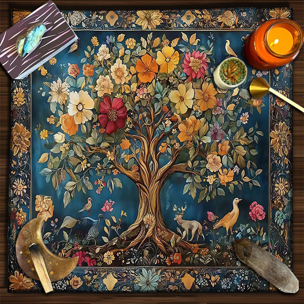 Geometric Tarot Moon Sun Velvet Tablecloth