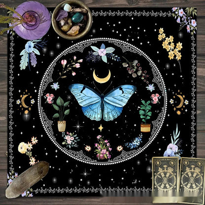 Flower Butterfly Moon Tablecloth Altar Decorative Tablecloth