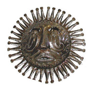 10" Haitian Metal Steel Drum Sun Face in Natural - Caribbean Craft