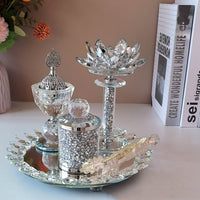 Exclusive For Cross-border Light Diamond Lotus Incense Burner Suit Arabic Incense Burner Round Incense Burner Four-piece Set