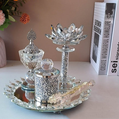 Exclusive For Cross-border Light Diamond Lotus Incense Burner Suit Arabic Incense Burner Round Incense Burner Four-piece Set