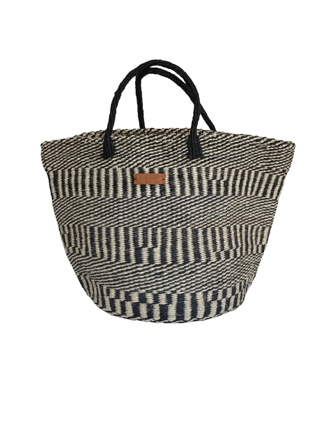 Balance Stripes Handmade Sisal Beach Market Sustainable Straw Basket Tote Bag