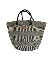 Balance Stripes Handmade Sisal Beach Market Sustainable Straw Basket Tote Bag