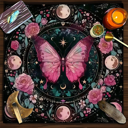 Geometric Tarot Moon Sun Velvet Tablecloth