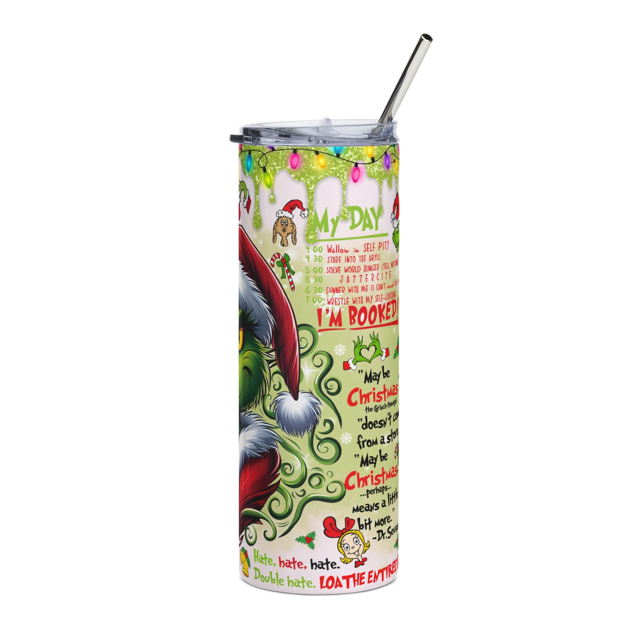 Whimsical Holiday Tumbler, 20oz Stainless Steel - Christmas Gift, Festive Drinkware, Grinch & Nightmare Before Christmas Design, [...]